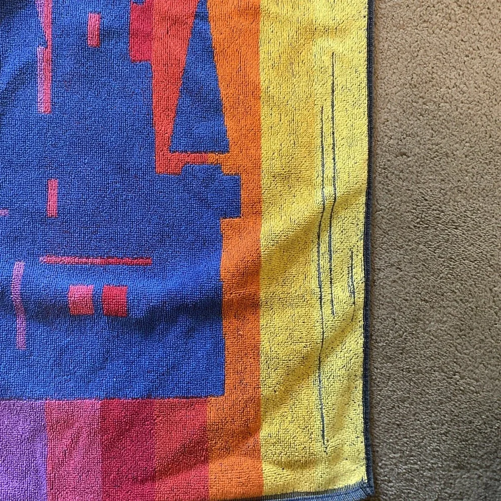 Vintage 80's Walt Disney Beach Towel Rainbow Castle Cotton 50
